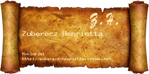 Zuberecz Henrietta névjegykártya
