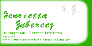 henrietta zuberecz business card